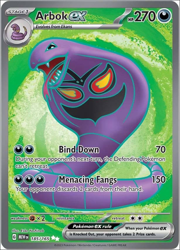 Pokemon: Scarlet & Violet - 151 (Base Set) card 185/165 Arbok EX (HoloFoil) Full Art 