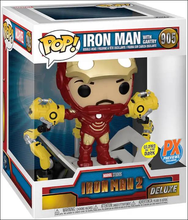 POP! Marvel figure 905 Iron Man with Gantry (GITD) Previews Exclusive