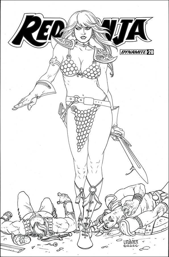 Red Sonja (2019) issue 20-K Joseph Michael Linsner 1:20 Black & White Cover