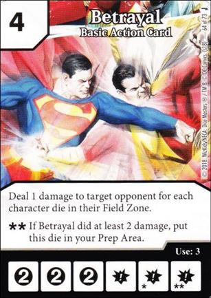 DC Comics Dice Masters Justice card 64 Betrayal: Basic Action Card