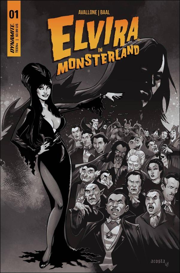 Elvira in Monsterland issue 1-I Dave Acosta 1:20 B&W Cover