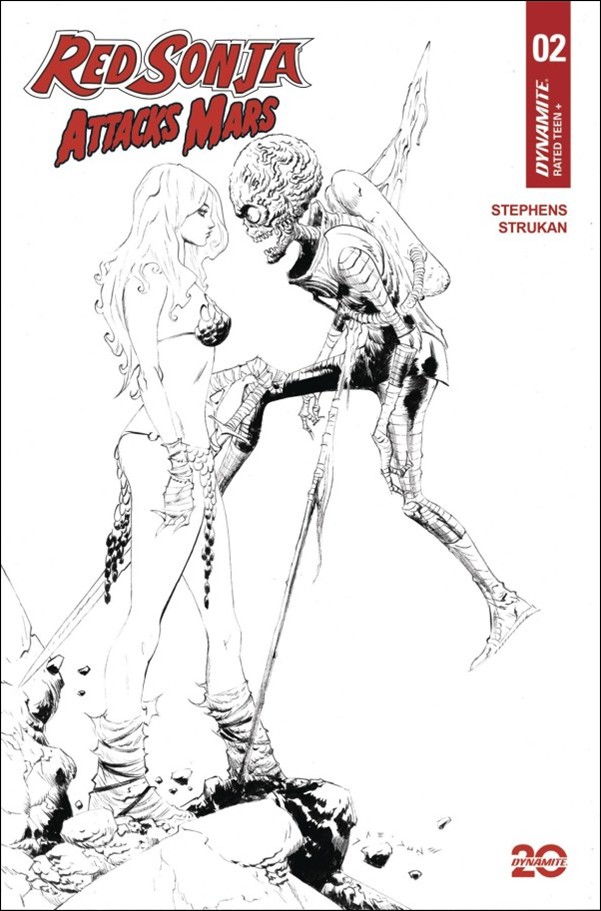 Red Sonja Attacks Mars issue 2-E Jae Lee B&W 1:10 Cardstock Cover