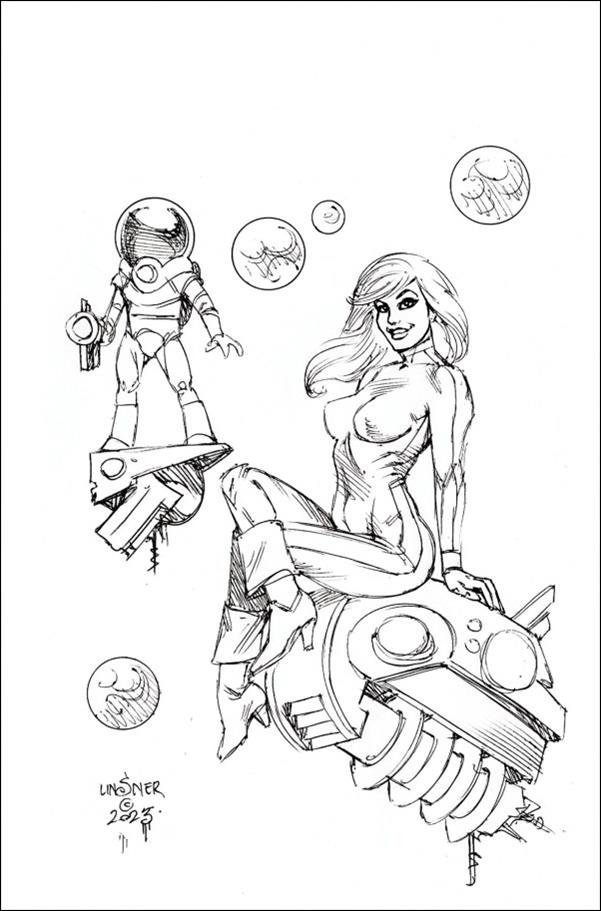Barbarella (2024) issue 3-K J. Michael Linsner Virgin B&W 1:25 Cardstock Cover