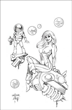 Barbarella (2024) issue 3-K J. Michael Linsner Virgin B&W 1:25 Cardstock Cover