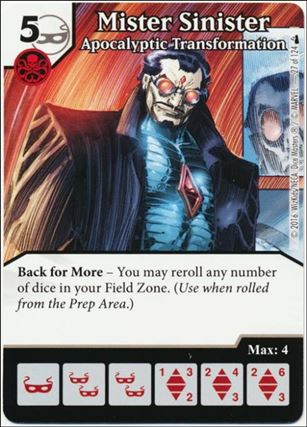 Marvel Dice Masters Deadpool card 27 Mister Sinister: Apocalyptic Transformation 