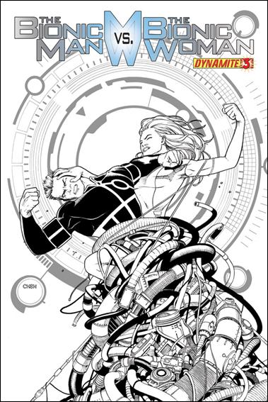 Bionic Man vs the Bionic Woman issue 3-D Sean Chen 1:xx Black & White Cover