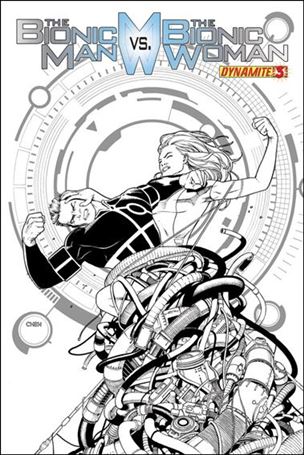 Bionic Man vs the Bionic Woman issue 3-D Sean Chen 1:xx Black & White Cover