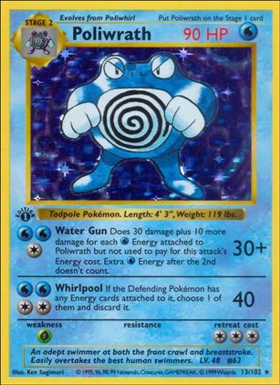 Pokemon (Base Set) card 13/102 Poliwrath (Holo) 1st Edition - Shadowless