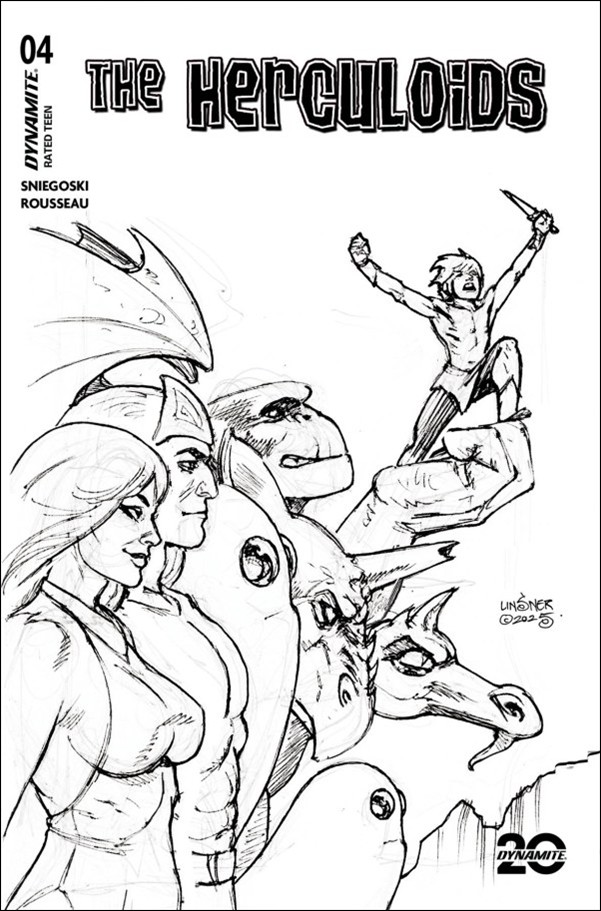 Herculoids (2025) issue 4-G Joseph Michael Linsner B&W 1:10 Cover