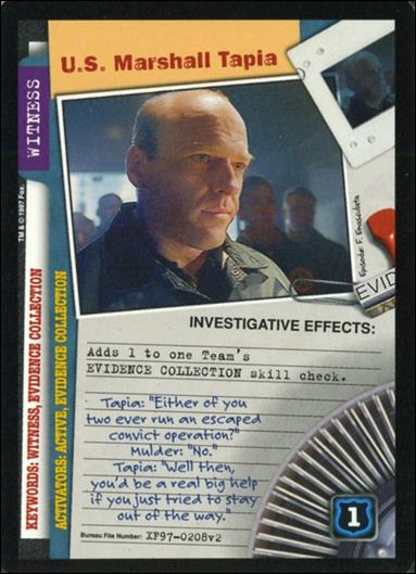 X-Files: The Truth Is Out There (Base Set) card XF97-0208v2 U.S. Marshall Tapia