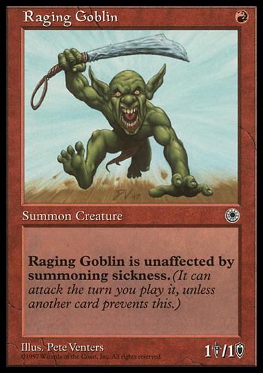 Magic the Gathering: Portal (Base Set) card 145 Raging Goblin