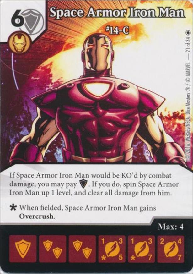 Marvel Dice Masters Iron Man and War Machine Starter Set card 21 Space Armor Iron Man - #14-C