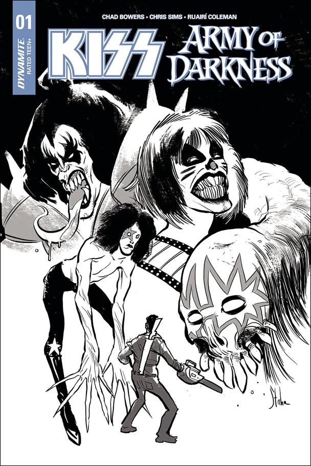 KISS / Army of Darkness issue 1-D Kyle Strahm 1:10 Black and White Cover
