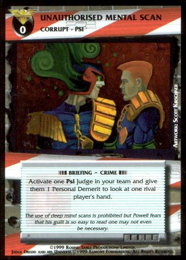 Dredd: The Card Game card 129 Unauthorised Mental Scan