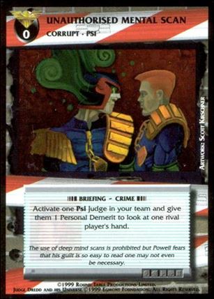 Dredd: The Card Game card 129 Unauthorised Mental Scan