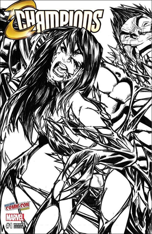 Champions (2016) issue 1-VQ Humberto Ramos New York Comic B&W Cover