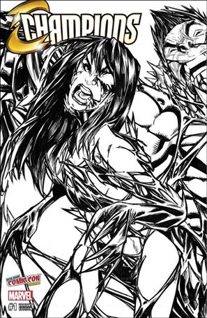 Champions (2016) issue 1-VQ Humberto Ramos New York Comic B&W Cover