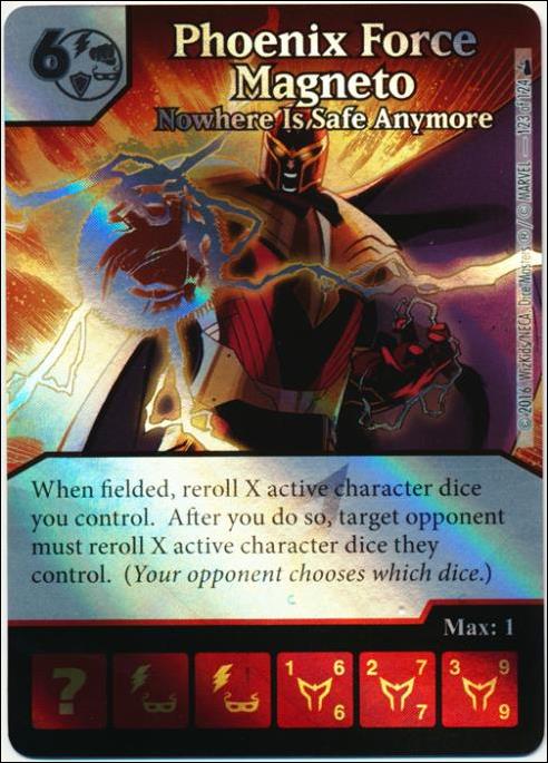 Marvel Dice Masters Deadpool card 123 Phoenix Force Magneto: Nowhere is Safe Anymore