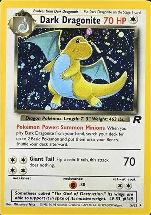 Pokemon: Team Rocket (Base Set) card 5-B Dark Dragonite (Holo) - Unlimited