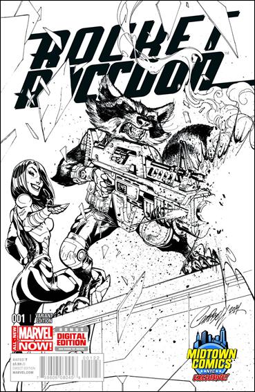 Rocket Raccoon (2014) issue 1-H J. Scott Campbell B&W Midtown Comics Cover