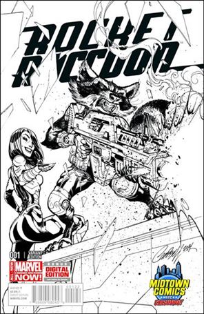 Rocket Raccoon (2014) issue 1-H J. Scott Campbell B&W Midtown Comics Cover