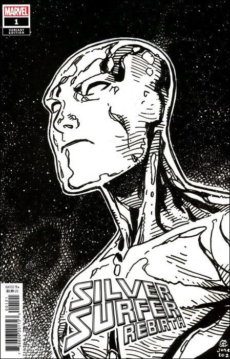 Silver Surfer Rebirth issue 1-E Jim Cheung Black & White Headshot Cover