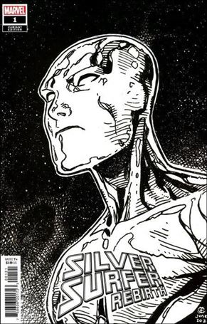 Silver Surfer Rebirth issue 1-E Jim Cheung Black & White Headshot Cover