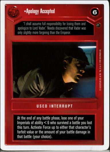 Star Wars: Dagobah Revised (Base Set) card 54 Apology Accepted