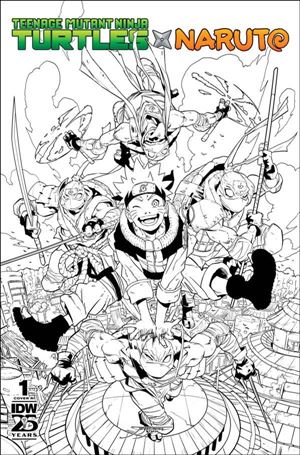 Teenage Mutant Ninja Turtles x Naruto issue 1-J Jorge Jiménez B&W 1:100 Cover
