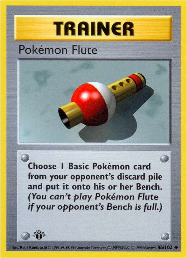 Pokemon (Base Set) card 86/102 Pokemon Flute (1st Edition) - Shadowless