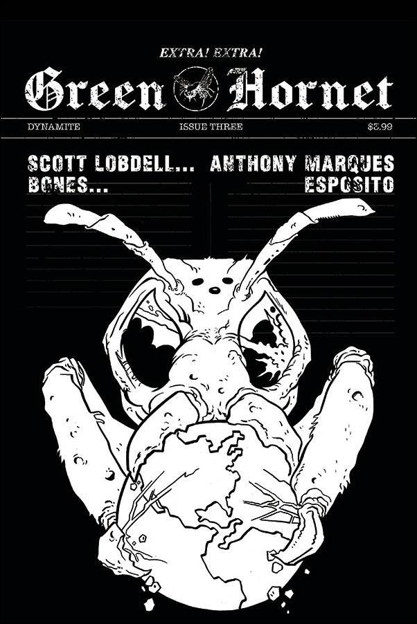Green Hornet (2020) issue 3-C Anthony Marques 1:10 Black & White Cover