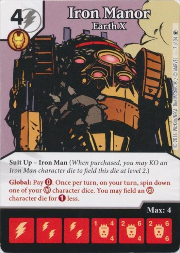 Marvel Dice Masters Iron Man and War Machine Starter Set card 7 Iron Manor -Earth X