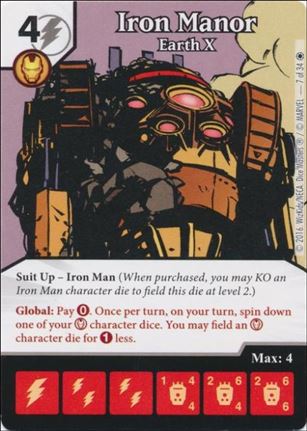 Marvel Dice Masters Iron Man and War Machine Starter Set card 7 Iron Manor -Earth X
