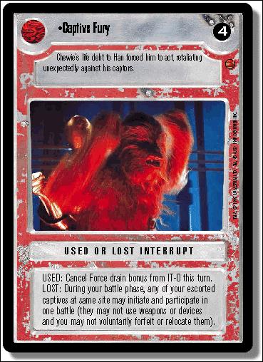 Star Wars: Cloud City Limited (Base Set) card 157 Captive Fury