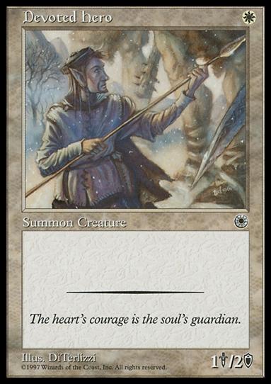 Magic the Gathering: Portal (Base Set) card 13 Devoted Hero