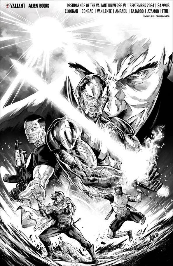 Resurgence of the Valiant Universe issue 1-H Guillermo Fajardo 1:40 Black and White Cover