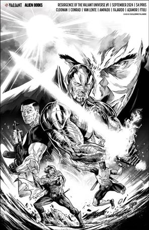 Resurgence of the Valiant Universe issue 1-H Guillermo Fajardo 1:40 Black and White Cover