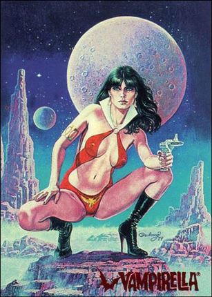Visions of Vampirella card 31 With the Moons of Drakulon Behind Her