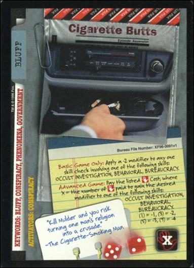 X-Files: Premiere Edition (Base Set) card XF96-0091v1 Cigarette Butts