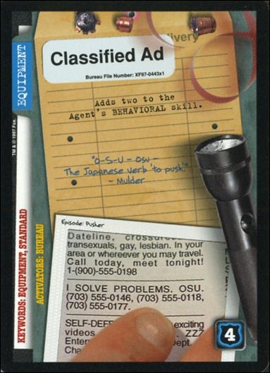 X-Files: 101361 (Base Set) card XF97-0443x1 Classified Ad