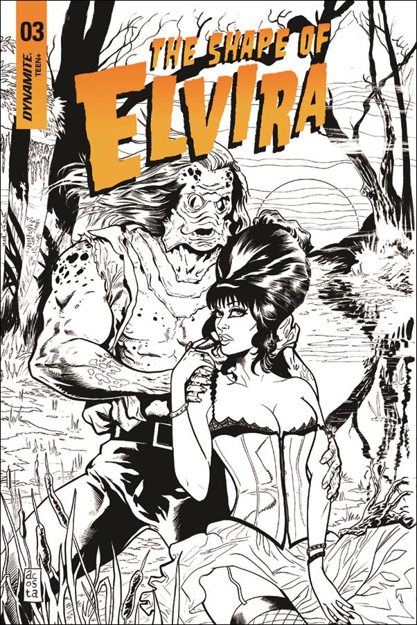 Shape of Elvira issue 3-G Dave Acosta 1:30 Black & White Cover