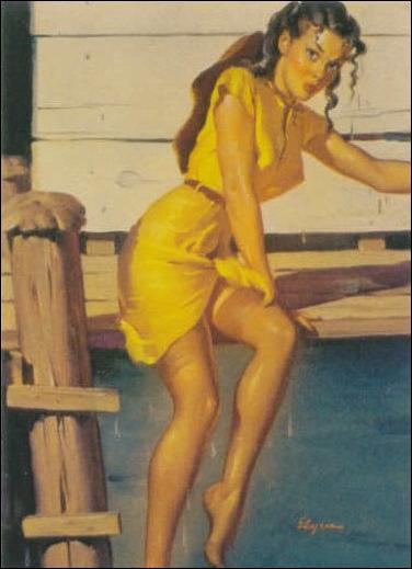 Elvgren's Calendar Pinups 2 (Base Set) card 55 Neither Gentleman Nor Sculler