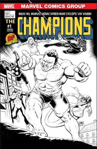 Champions (2016) issue 1-O John Cassaday Dynamic Forces B&W Cover