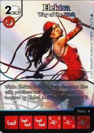 Marvel Dice Masters Deadpool card 92-B Elektra: Way of the Stick (Foil, Alternate Art)