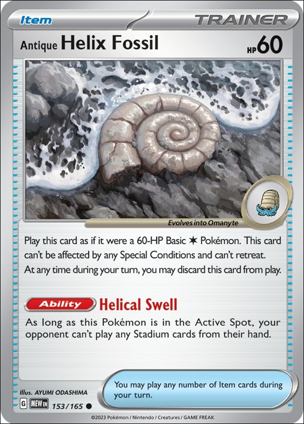 Pokemon: Scarlet & Violet - 151 (Base Set) card 153/165 Antique Helix Fossil