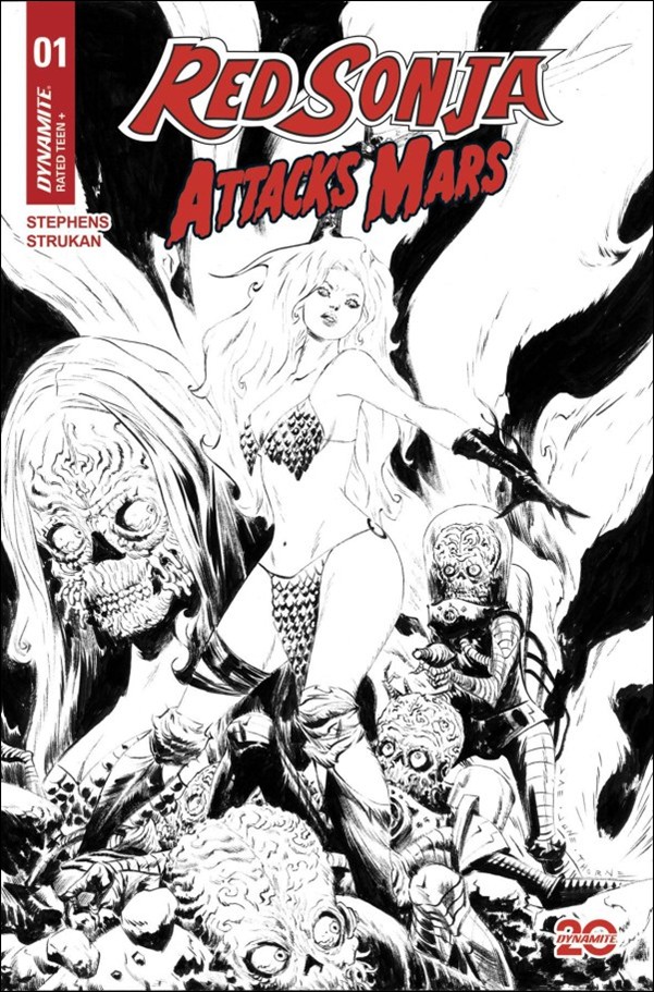 Red Sonja Attacks Mars issue 1-F Jae Lee 1:10 B&W Cardstock Cover