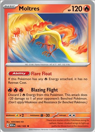 Pokemon: Scarlet & Violet - 151 (Base Set) card 146/165-B Moltres (Reverse Holofoil)