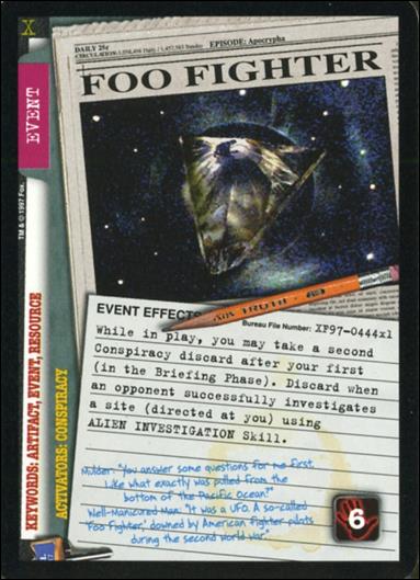 X-Files: 101361 (Base Set) card XF97-0444x1 Foo Fighter