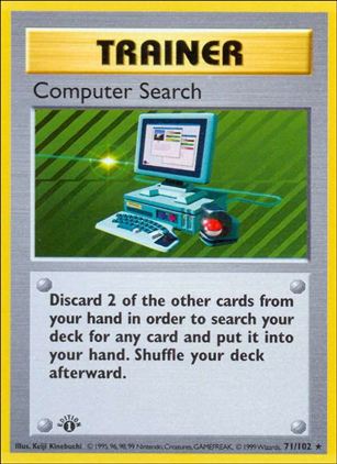 Pokemon (Base Set) card 71/102 Computer Search (1st Edition) - Shadowless