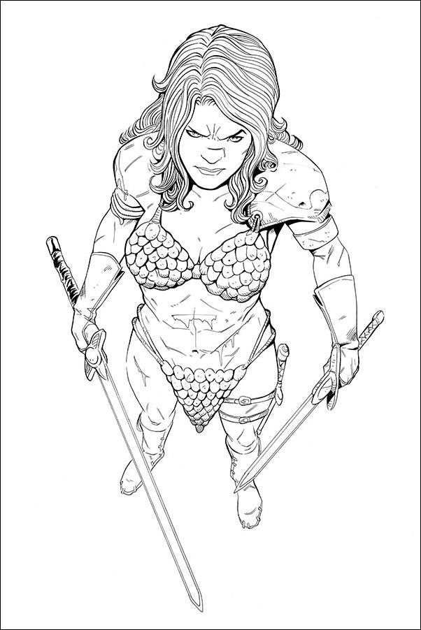 Vampirella / Red Sonja issue 4-N Drew Moss B&W Virgin FOC Cover